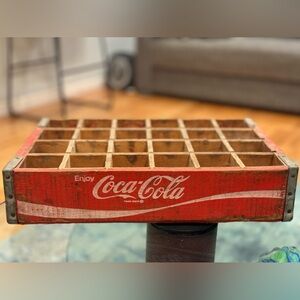 Vintage Enjoy Coca Cola Wood Devided 24 Bottle Crate Red Coke Wooden Carrier